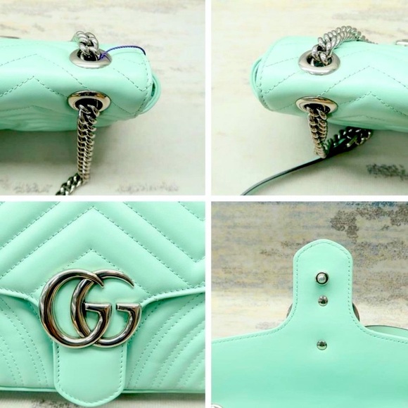 Rare & Limited Edition Gucci Marmont Small GG Matelassé Pastel Green Calfskin! - Picture 12 of 16